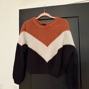Brown and Cream Crew Neck Sweater